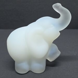 Vintage Fenton Art Glass Satin White Elephant Figurine Trunk Up